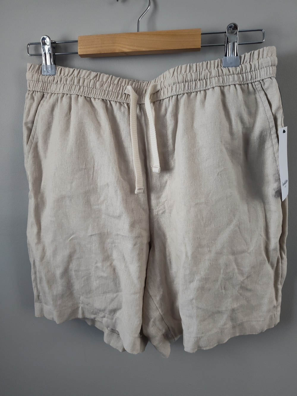 Goodfellow & Co Men's Beige Linen-Blend Drawstring Shorts